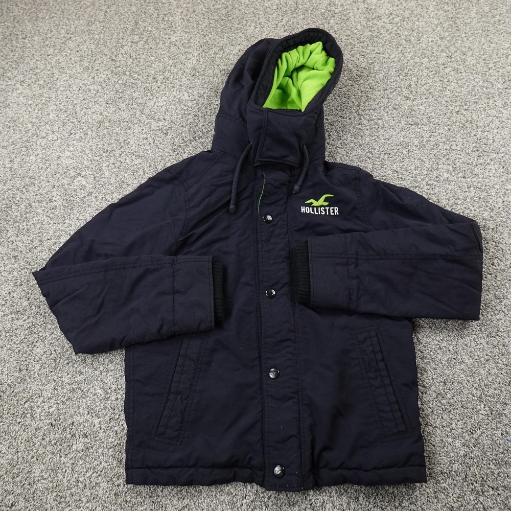Hollister Jacket Womens S Blue Hooded Full Zip Windbreaker Winter Coat Parka Y2K